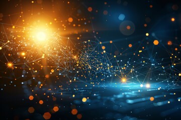 Interconnected dots on vibrant blue background  abstract representation of communication