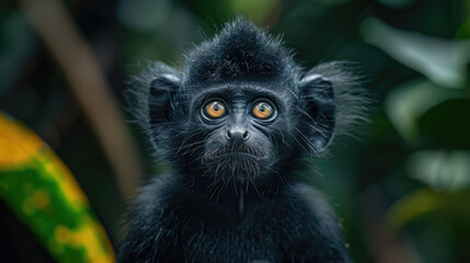 Obraz premium Symmetrical close-up photo of monkey in natural forest