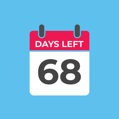 68 days to go countdown template. 68 day Countdown left days banner design. 68  Days left countdown timer
