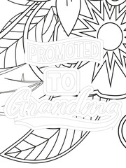 Naklejka premium Keychain Quotes Flower Coloring Page Beautiful black and white illustration for adult coloring book