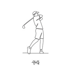 One continuous line drawing of Golf sports vector illustration. Golf sports design in simple linear continuous style vector concept. Sports themes design for your asset design vector illustration.