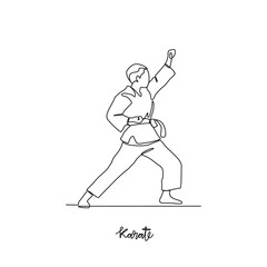 One continuous line drawing of Karate sports vector illustration. Karate sports design in simple linear continuous style vector concept. Sports themes design for your asset design illustration.