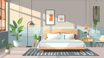 Interior of light modern bedroom Vectot style vector