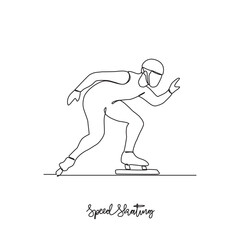 One continuous line drawing of Speed Skating sports vector illustration. Speed Skating sports design in simple linear continuous style vector concept. Sports themes design for your asset design.