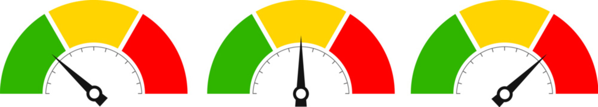 Meter gauge icon, low normal and high level indicators