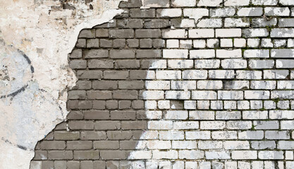 Brick wall texture, grunge urban background
