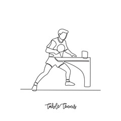One continuous line drawing of Table Tennis sports vector illustration. Table Tennis sports design in simple linear continuous style vector concept. Sports themes design for your asset design.