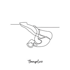 One continuous line drawing of Trampoline sports vector illustration. Trampoline sports design in simple linear continuous style vector concept. Sports themes design for your asset design vector.