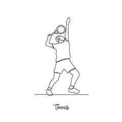 One continuous line drawing of 
Tennis sports vector illustration. 
Tennis sports design in simple linear continuous style vector concept. Sports themes design for your asset design illustration.