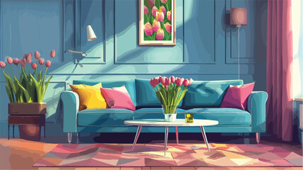 Interior of stylish living room with sofa coffee table