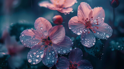 A close up of a flower with raindrops on it