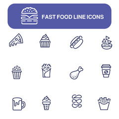 fast food line vector icons set , food icon