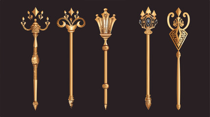 King scepter design Royal power wand insignia gold