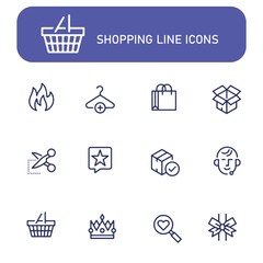 set of online shopping vector line icons , shopping icons