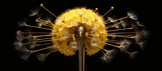 Fototapeta premium Close up of dandelion on black background