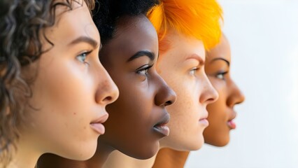 Profile view of diverse faces representing equality and diversity . Concept Diversity, Equality, Profile View, Faces, Inclusion