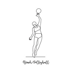 One continuous line drawing of Beach volleyball sports vector illustration. Beach volleyball  sports design in simple linear continuous style vector concept. Sports themes design for your asset design