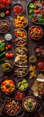 Fototapeta premium Mexican food many dishes of mexican cuisine on dark wooden table