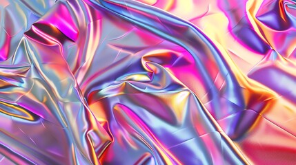 Liquid chrome waves holographic sheen on flowing fabric