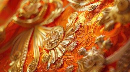 A close-up shot of an ornate orange sash, its intricate design and bold color representing the traditions of Orangemen's Day.