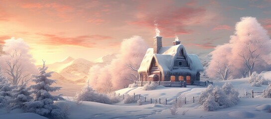 A house in a snowy landscape