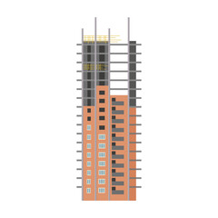 Unfinished multi storey building, concrete tower development vector illustration