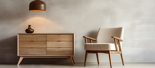 Chair and dresser in room