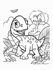 Fototapeta premium Happy Dinosaur Outline for Coloring Activity