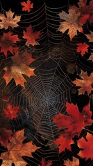 Intricate Spiderweb Amidst Fall Leaves
An artistic representation of a spiderweb seamlessly blending with vibrant fall leaves, capturing the essence of autumn's beauty and mystery.
