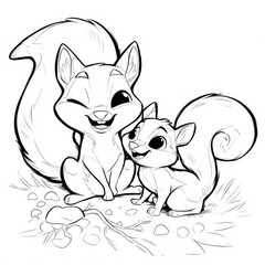 Playful Fox and Squirrel Scene