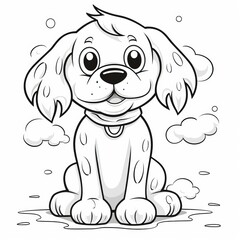 Smiling Dog Playing in Rain Drawing