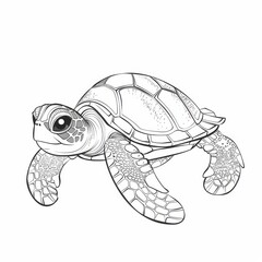 Naklejka premium Gentle Sea Turtle Coloring Page