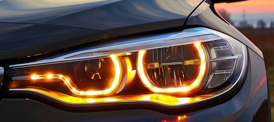 High definition close up showcasing modern car headlights for optimized search performance.