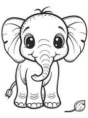 Simple and Sweet Elephant Coloring Page