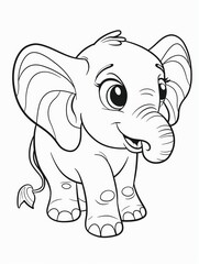 Sweet Elephant Drawing for Coloring