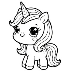 Fototapeta premium Adorable Unicorn Coloring Page