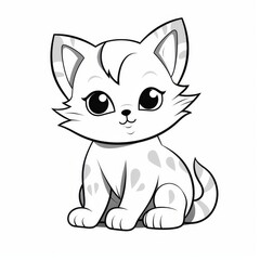 Cute Kitten Illustration with Clear Outlines