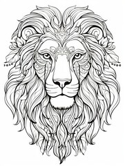 Majestic Lion Mane Flowing in the Wind Outline for Coloring Book