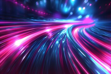 Vibrant Futuristic Neon Wave Blur Abstract Background