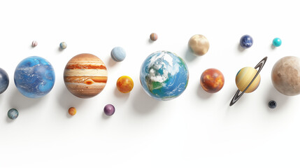 Background image with planets on white background