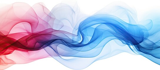 Red and blue smoke in the air