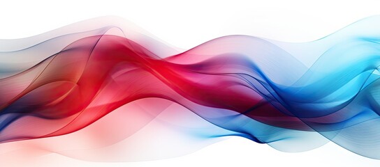 Fototapeta premium Blue and red wave of smoke on white background