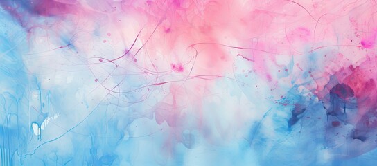 Blue and pink painting with white and pink paint