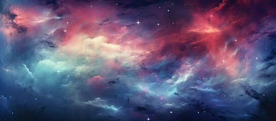 Colorful space filled with stars and clouds - obrazy, fototapety, plakaty