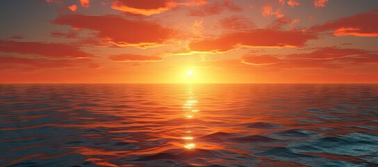 Obraz premium A painting of a sunset over the ocean