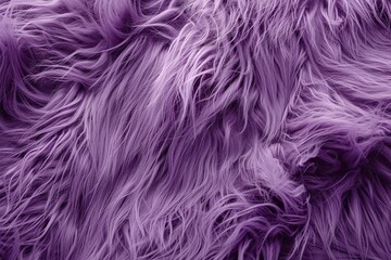 Naklejka premium Purple fur background. Surface wool texture. Copy space for text. Textured violet furry coat closeup. Abstract pattern. Animal hair wallpaper. Shiny faux fluffy backdrop. Furry ground. Sheepskin rug