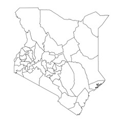 Kenya map with administrative divisions. Vector illustration.
