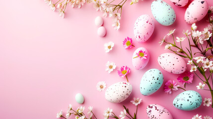 Happy Easter Frame Background in Soft Pink
