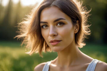 Naklejka premium portrait of a woman after running sport
