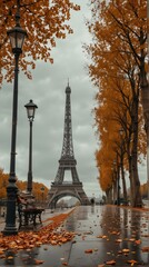 Autumn Paris with a view of the Eiffel Tower